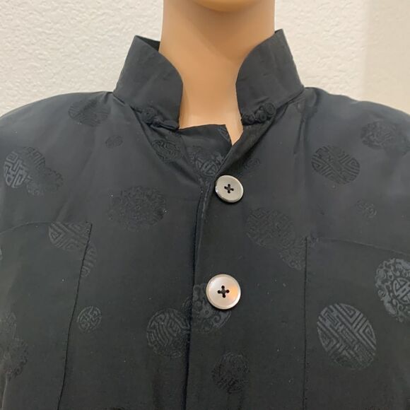 Peony Brand 100% Silk Black Medium Woman’s Asian Oriental Jacket Snap Closure - Picture 4 of 12
